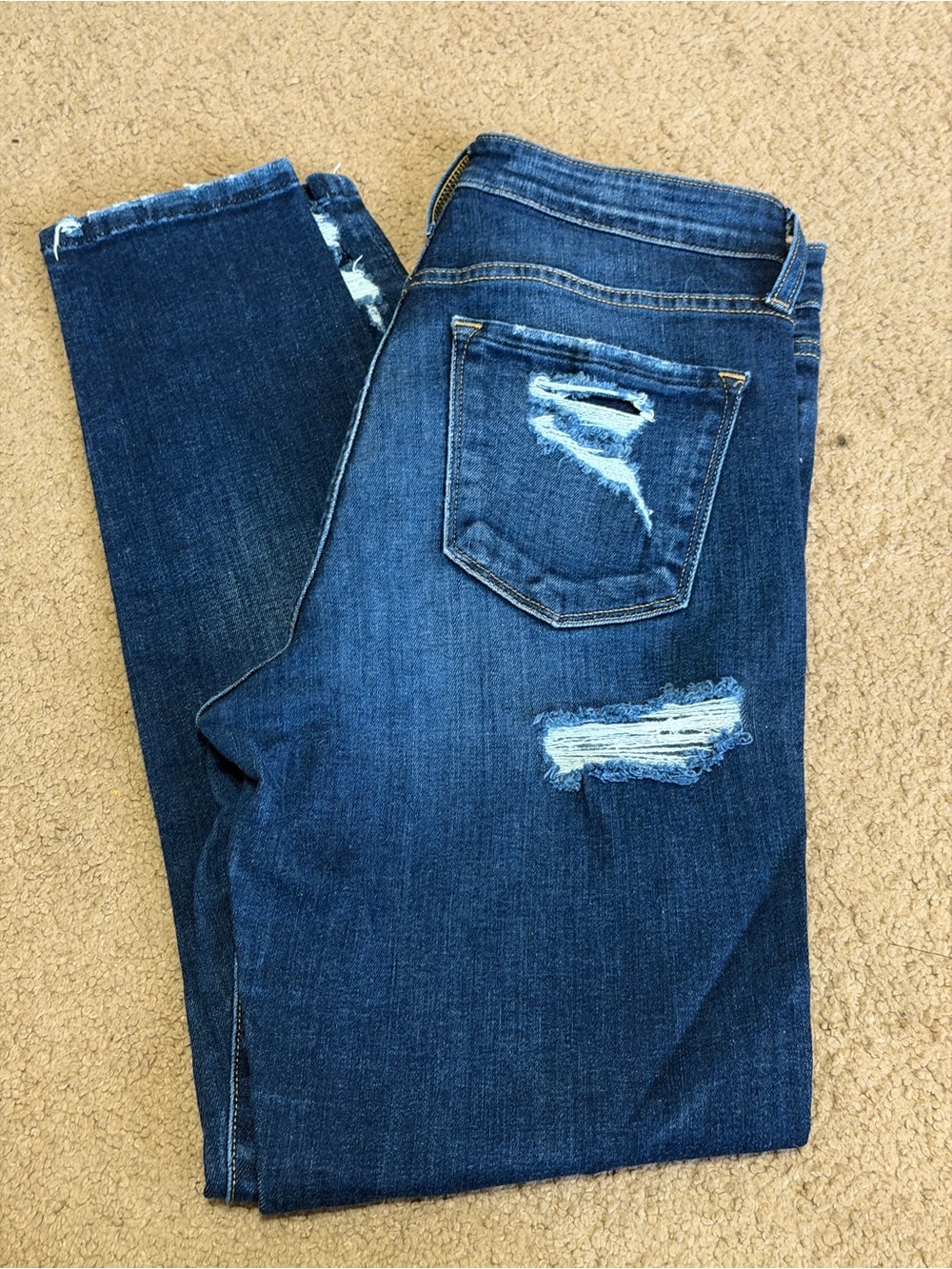 Women's Distressed Dark Blue Skinny Jeans